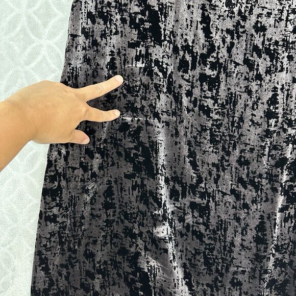 Eileen Fisher Silk Iridescent Velvet U-Neck Dress M Black Gray Marble Sleeveless - Picture 5 of 12